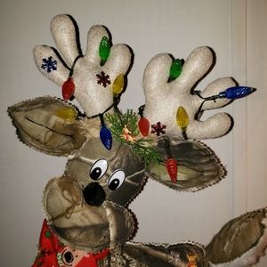 CHRISTMAS DEER BUCK Stuffed Handmade with lights